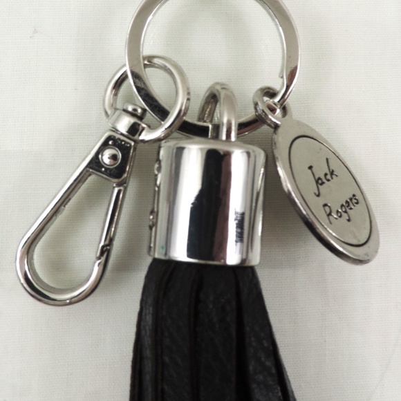 Jack Rogers Tassel Key Fob Key Chain Bag Purse Tassel Charm Black - Picture 2 of 5